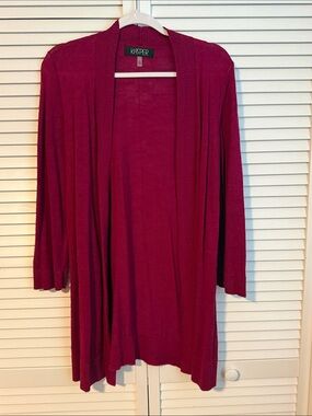 Kasper Open-Front Cardigan in Berry Pink